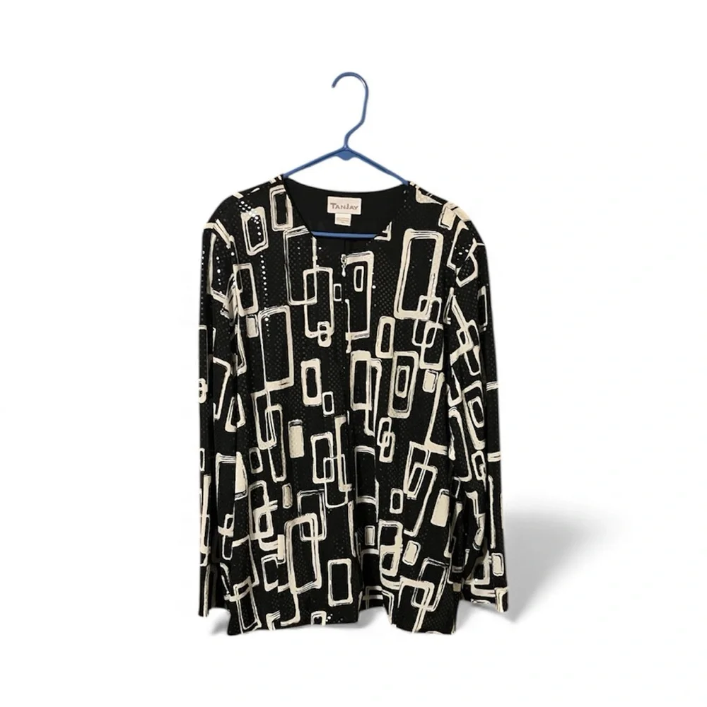 TanJay Sequin Black and White Print Blouse/Jacket- Size 3X - Picture 7 of 9